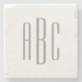 Modernes Grau-Einfach-Dreibuchstabenmonogramm Steinuntersetzer