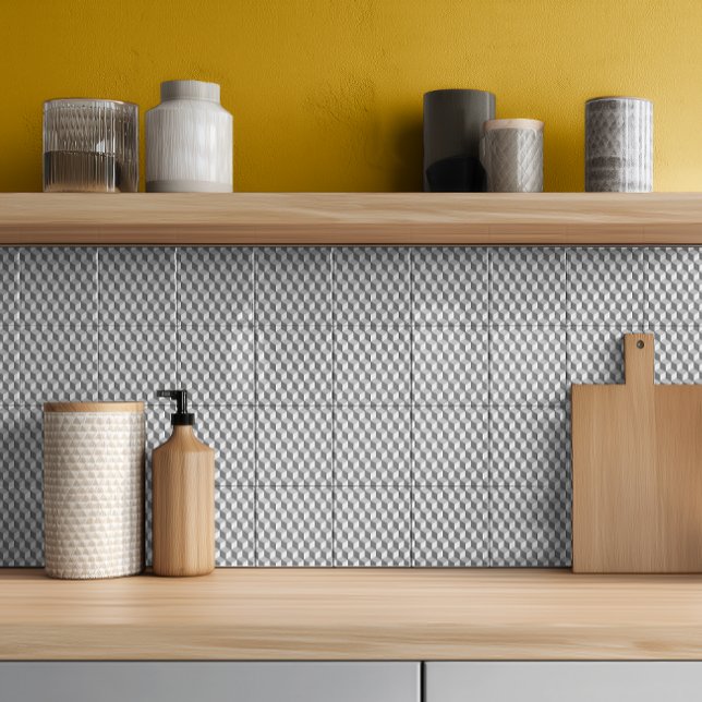 Modernes, grau geometrisches 3D-Kubikmuster Fliese (Von Creator hochgeladen)