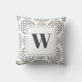 Modernes, grau geometrisches Monogramm Kissen
