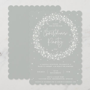 Modernes, grau-grünes, funkelndes Party Einladung