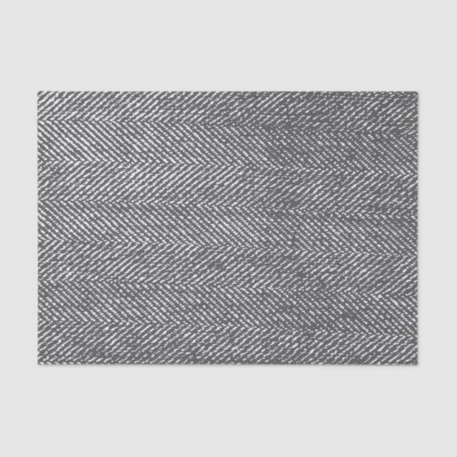 Modernes Grau-Herringbone-Muster Seidenpapier (Vorderseite)