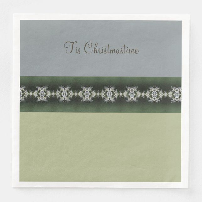 Modernes Grau mit Grün Serviette (Vorderseite)