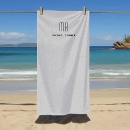 Modernes Grau Monogramm Strandtuch