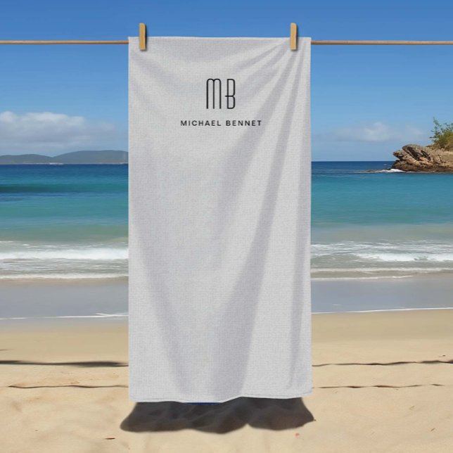 Modernes Grau Monogramm Strandtuch (Modern Gray Monogram Beach Towel

)