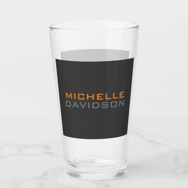 Modernes, grau-orangefarbenes, feines, Minimalisti Glas (Vorderseite)