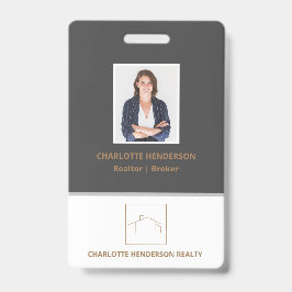 Modernes Grau Real Anwesen Agent Foto Ausweis