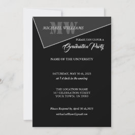 Modernes Grau-Schwarz-Monogramm Einladung