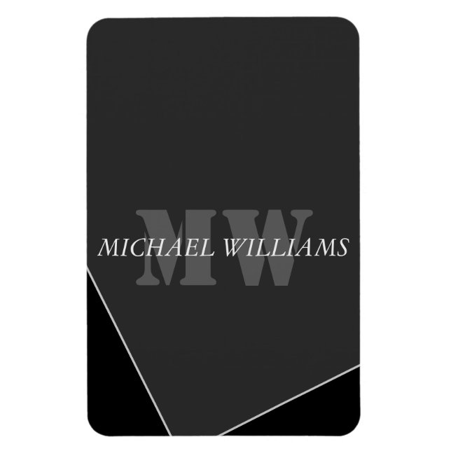 Modernes Grau-Schwarz-Monogramm Magnet (Vertikal)
