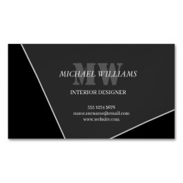 Modernes Grau-Schwarz-Monogramm Magnetische Visitenkarte
