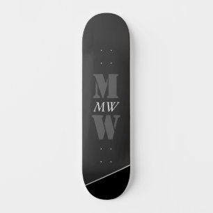 Modernes Grau-Schwarz-Monogramm Skateboard