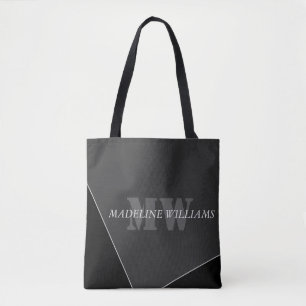 Modernes Grau-Schwarz-Monogramm Tasche