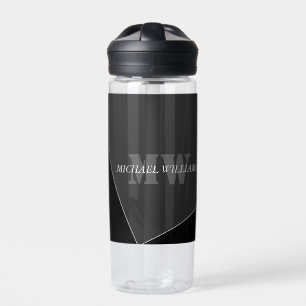 Modernes Grau-Schwarz-Monogramm Trinkflasche