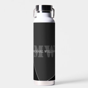Modernes Grau-Schwarz-Monogramm Trinkflasche