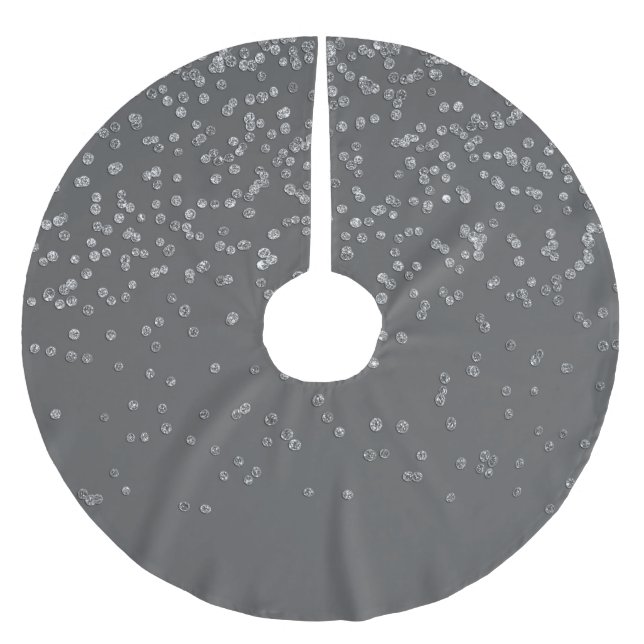 Modernes Grau und Imitat-silberner GlitzerConfetti Polyester Weihnachtsbaumdecke (Vorderseite)