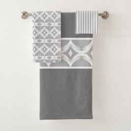 Modernes Grau und Weiß Badhandtuch Set