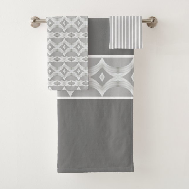 Modernes Grau und Weiß Badhandtuch Set (Insitu)