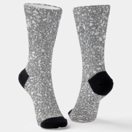 Modernes Grau und Weiß Terrazzo Socken