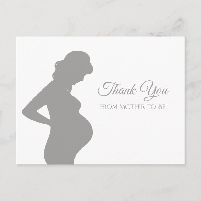 Modernes Grau Vielen Dank, Frau Frau Baby Bump Postkarte (Vorderseite)