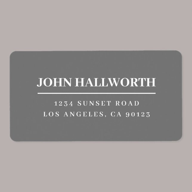 Modernes Grau & Weiß Adressaufkleber (Von Creator hochgeladen)