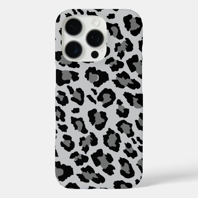 Modernes Graue Leopard Cheetah Animal Print Muster iPhone 16 Pro Hülle (Rückseite)