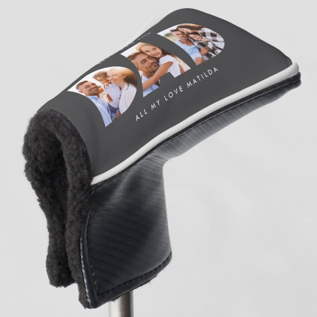 Modernes graues Foto Golf Personalisiertes Geschen Headcover (3/4 Vorderseite)