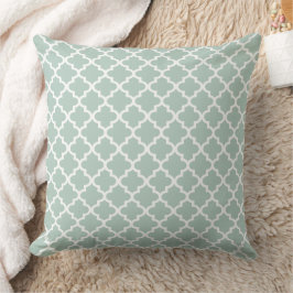 Modernes graues Jade marokkanisches Quatrefolienmu Kissen