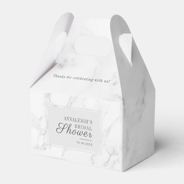 Modernes Graues Marble-Musterskript-Brautparty Geschenkschachtel (Vorderseite)