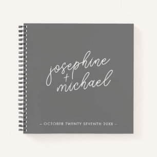 Modernes Graues Minimal Wedding Gästebuch Notizbuch