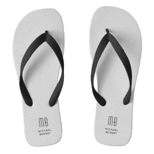 Modernes graues Monogramm Flip Flops
