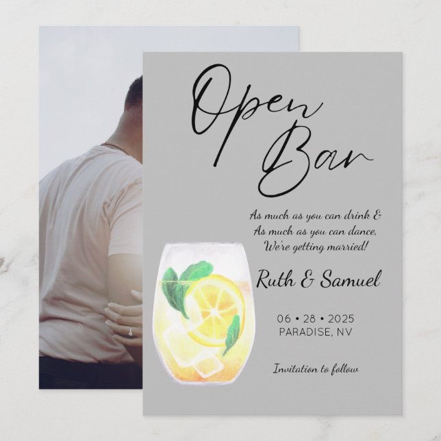 Modernes graues, sonniges Foto Save The Date (Vorne/Hinten)