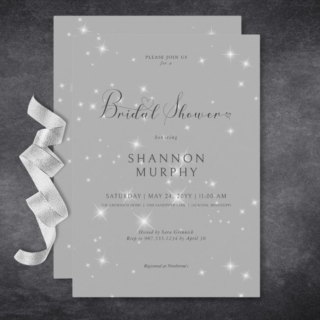 Modernes Graues Sparkle-Brautparty Einladung (Modern Minimal Gray Sparkle Bridal Shower Invitation)