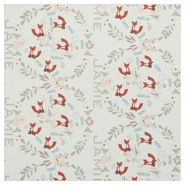 Modernes Graukorallenrosa Personalisiert Foxmuster Stoff (Muster)