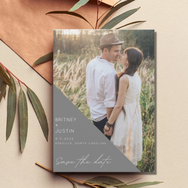 Modernes Gray Arch Foto Hochzeit rettet das Datum Save The Date (Von Creator hochgeladen)