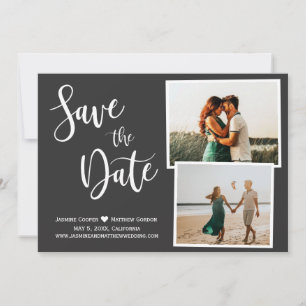 Modernes Gray Elegante Typografie-Foto Save The Date
