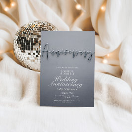 Modernes Gray Metallic Wedding Anniversary Party Einladung