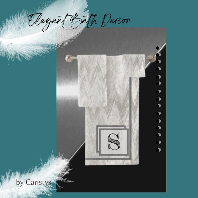 Modernes Gray Shades Monogramed Badhandtuch Set (Von Creator hochgeladen)