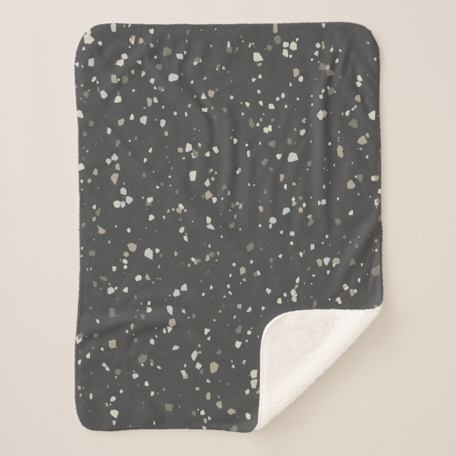 Modernes Gray Terrazzo Muster Sherpadecke (Vorderseite)