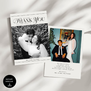 Modernes Gray Wedding Foto Vielen Dank Dankeskarte