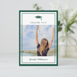 Modernes Green Elegante Script Abschluss Foto Dankeskarte