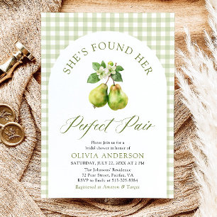Modernes Green Gingham Perfect Pair Brautparty Einladung