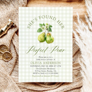 Modernes Green Gingham Perfect Pear Brautparty Einladung