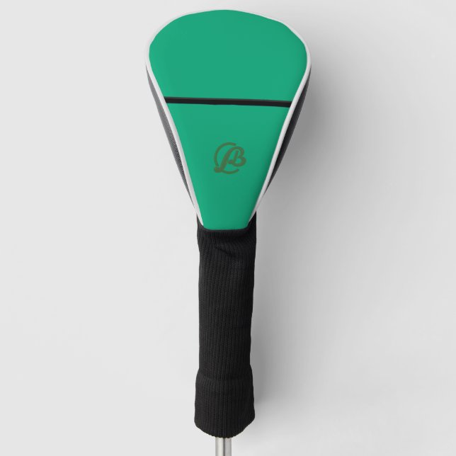 Modernes Green Golf Club Headcover mit Monogram (Vorderseite)