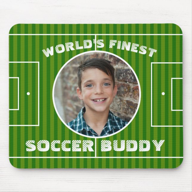 Modernes Green Soccer Sports Field Custom Foto Mousepad (Vorne)