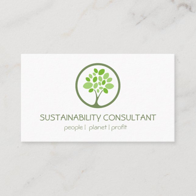 Modernes Green-Tree-Logo-Nachhaltigkeitsberater Visitenkarte (Vorderseite)