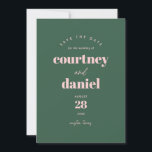 Modernes Green Trendy Foto Save the Date<br><div class="desc">Das moderne Green Trendy Foto besticht Save the Date durch seine modernen,  fett-modernen Paarungen und das Foto auf der Rückseite.</div>