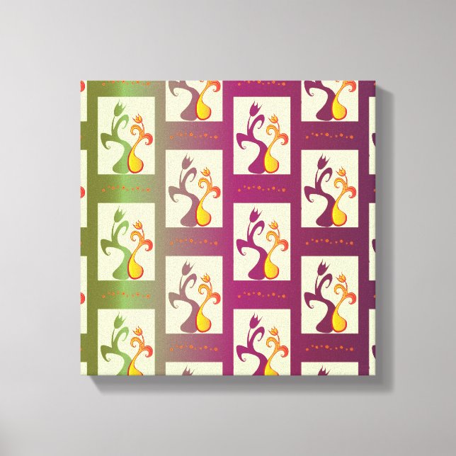 Modernes Green und lila Tulip Couple-Muster Leinwanddruck (Vorderseite)