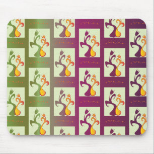 Modernes Green und lila Tulip Couple-Muster Mousepad
