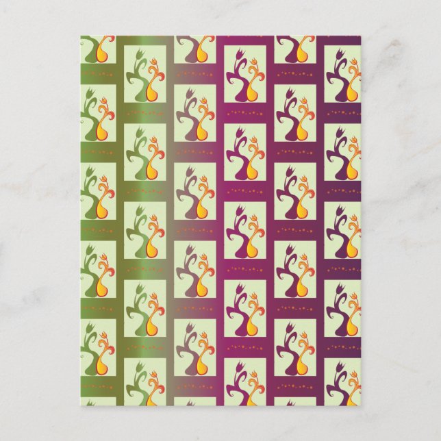 Modernes Green und lila Tulip Couple-Muster Postkarte (Vorderseite)