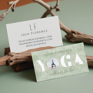 Modernes Green Watercolor YOGA Overlay Benutzerdef Visitenkarte