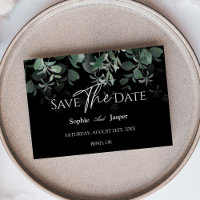 Modernes Greenery Black Wedding Flat Save the Date